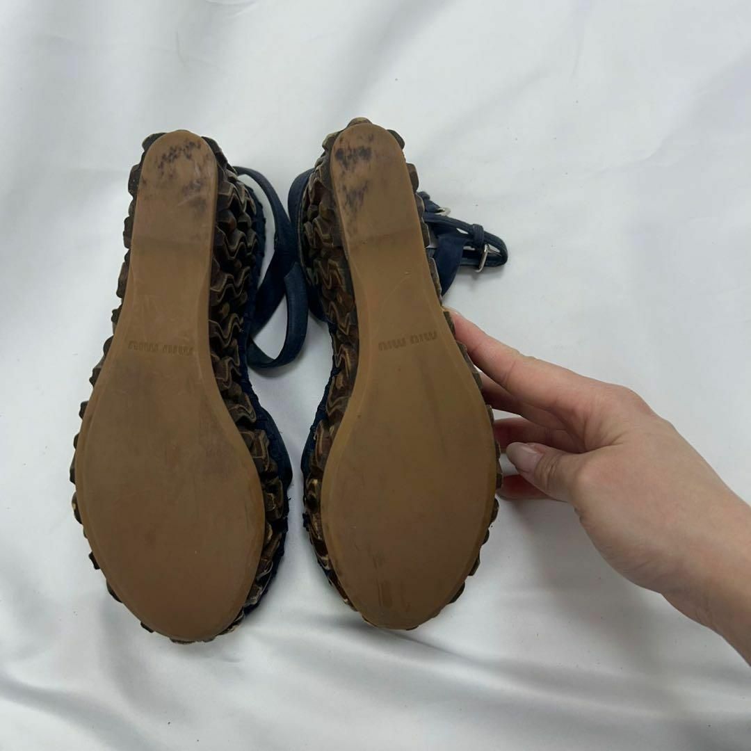 MIU MIU - F830 22.5cm ミュウミュウ ベロア ウェッジソール MIU MIU - F830 22.5cm ミュウミュウ ベロア ウェッジソール