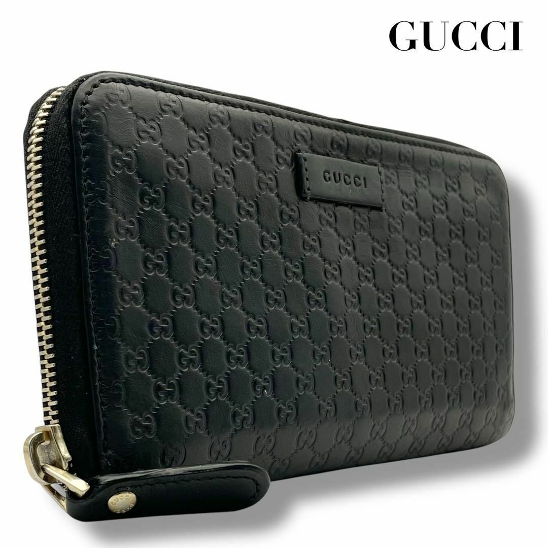 GUCCI - 【美品・鑑定済】グッチ 長財布 マイクロシマ 黒 レザー GUCCI - 【美品・鑑定済】グッチ 長財布 マイクロシマ 黒 レザー