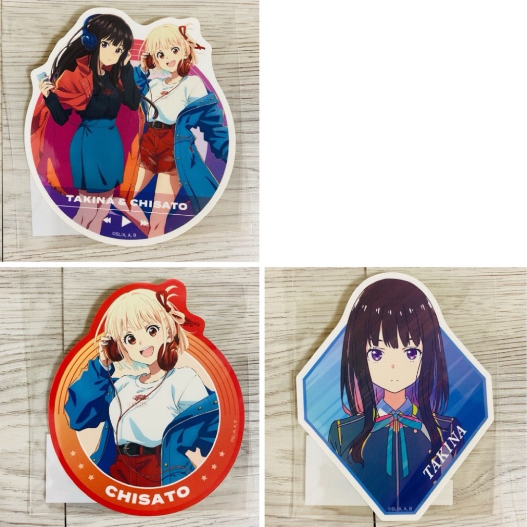 3点セット たきな 千束 トラベルステッカー リコリコ くじ エンタメ/ホビーのおもちゃ/ぬいぐるみ(キャラクターグッズ)の商品写真