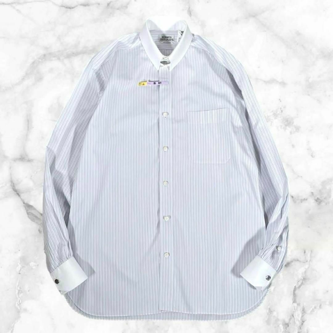 HERMES - 【美品】エルメス 長袖ドレス シャツ ロゴ セリエ HERMES - 【美品】エルメス 長袖ドレス シャツ ロゴ セリエ