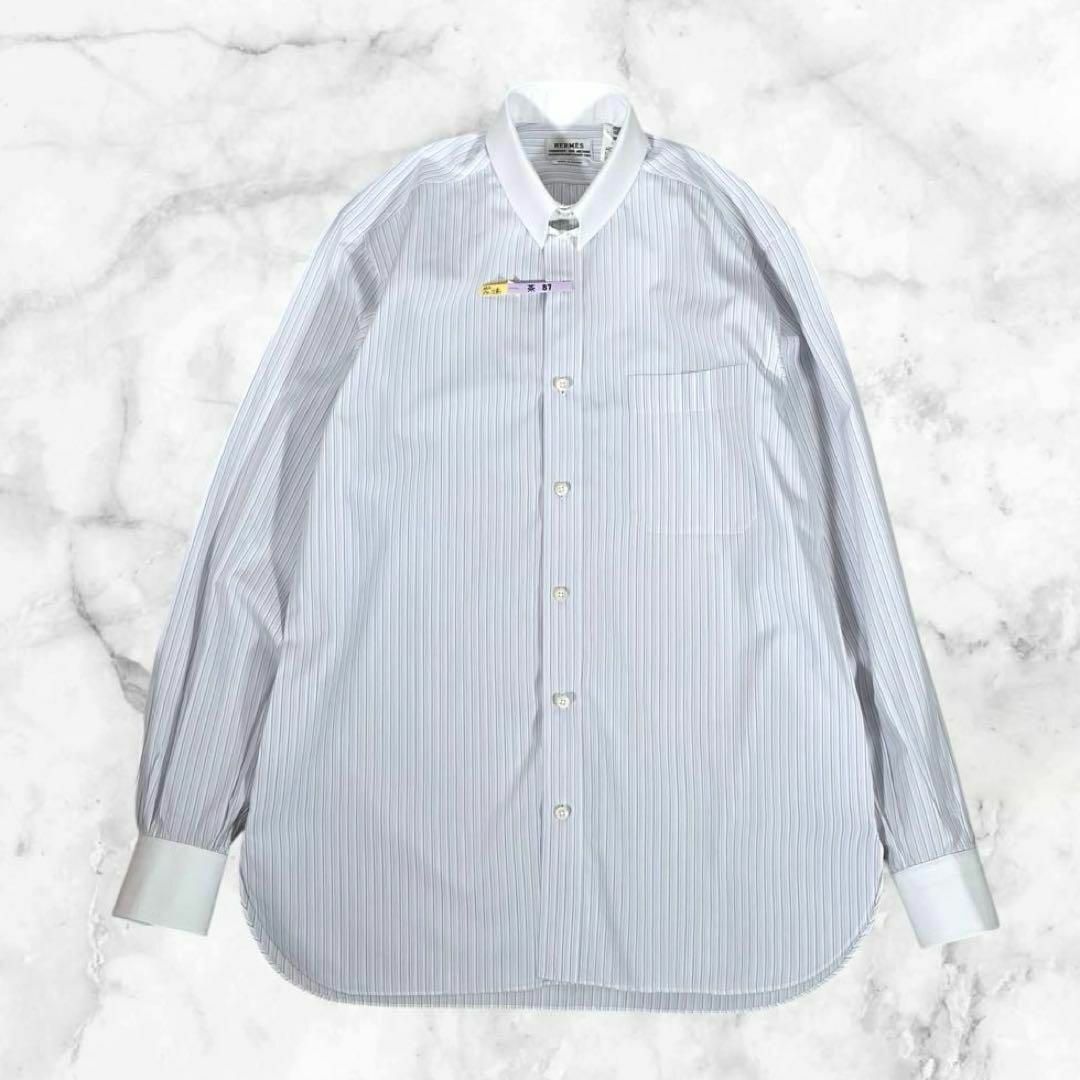HERMES - 【美品】エルメス 長袖ドレス シャツ ロゴ セリエ HERMES - 【美品】エルメス 長袖ドレス シャツ ロゴ セリエ