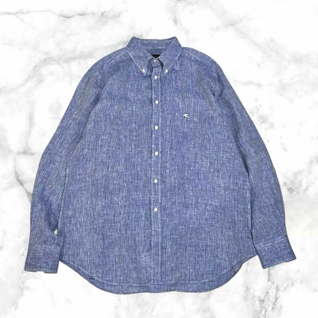 ETRO - 【美品】ETRO/エトロ 長袖シャツ リネン100% ロゴ ETRO - 【美品】ETRO/エトロ 長袖シャツ リネン100% ロゴ