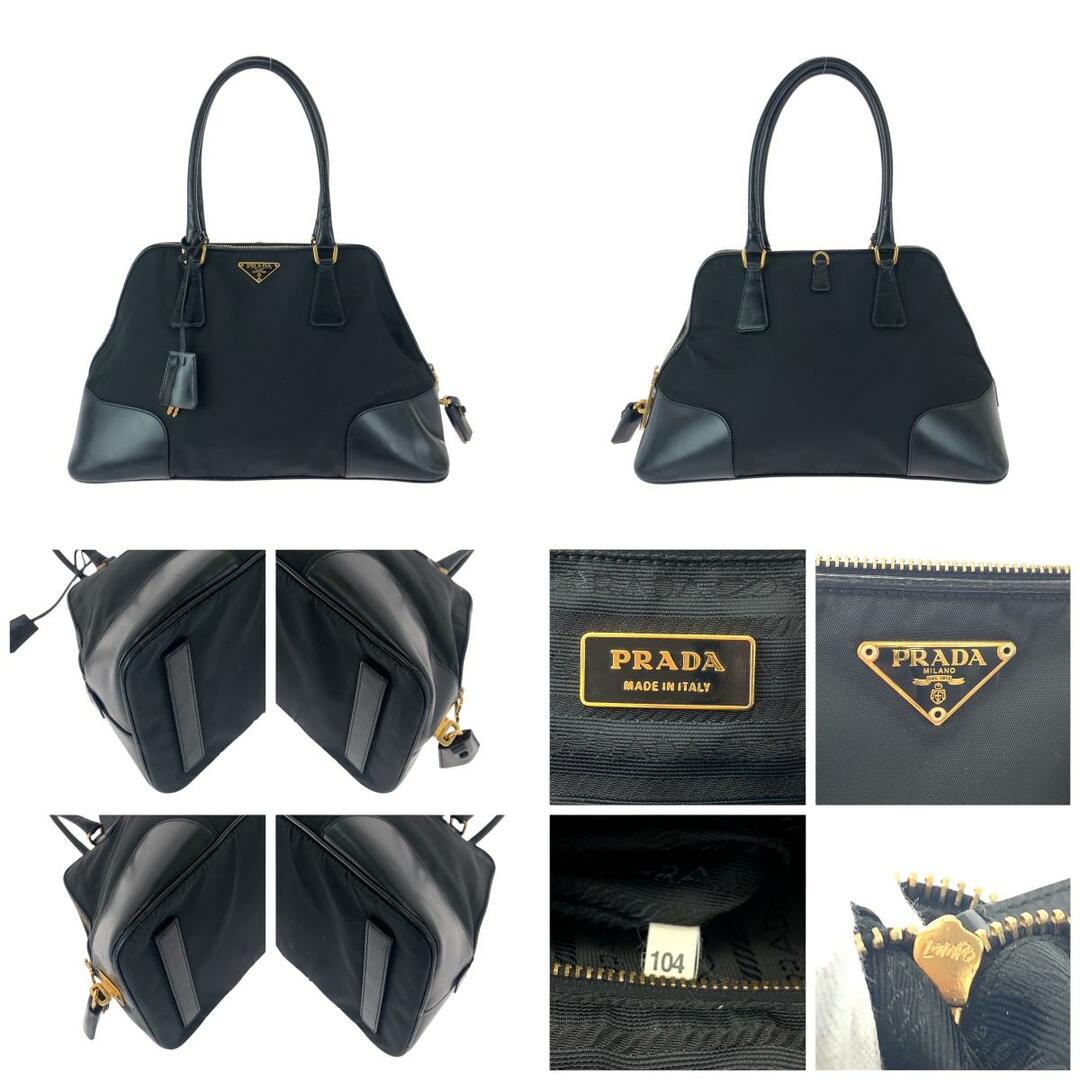 PRADA - 美品 PRADA プラダ テスート 三角ロゴプレート ブラック PRADA - 美品 PRADA プラダ テスート 三角ロゴプレート ブラック