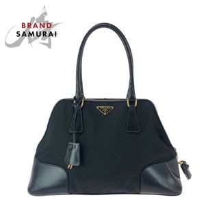PRADA - 美品 PRADA プラダ テスート 三角ロゴプレート ブラック PRADA - 美品 PRADA プラダ テスート 三角ロゴプレート ブラック