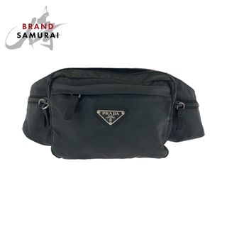 PRADA - PRADA プラダ テスート 三角ロゴプレート ブラック 黒 PRADA - PRADA プラダ テスート 三角ロゴプレート ブラック 黒