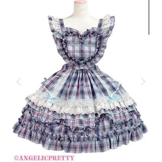 Angelic Pretty - Heart胸あて付スカート(タータン) アンジェ Angelic Pretty - Heart胸あて付スカート(タータン) アンジェ