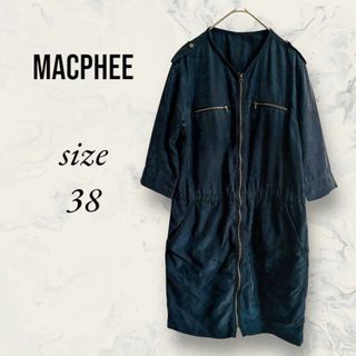 マカフィー MACPHEE ノーカラーワンピース ノーカラーシャツ チャック(ロングワンピース/マキシワンピース)
