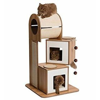 ジェックス cat it ヴェスパー キャットタワー タワー 高さ116.5cm 木製据置き 爪とぎハウス付 2zzhgl6(その他)