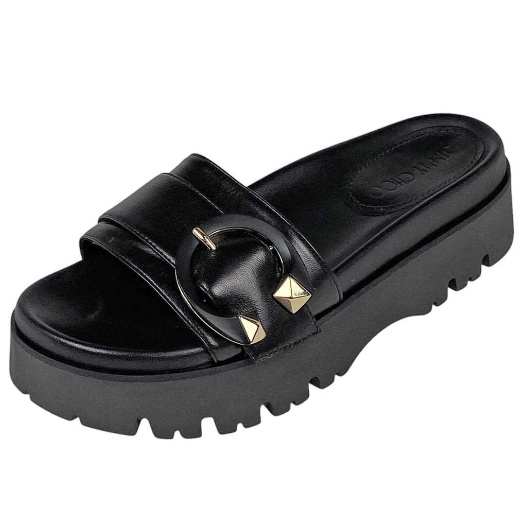 JIMMY CHOO - ジミーチュウ ロゴ フラット サンダル レディース JIMMY CHOO - ジミーチュウ ロゴ フラット サンダル レディース