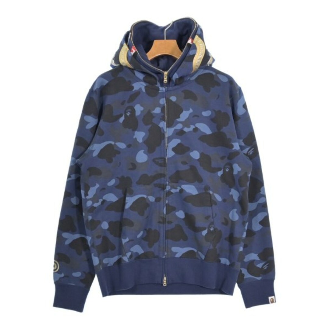 A BATHING APE - A BATHING APE パーカー L 青x黒xグレー等(総柄 A BATHING APE - A BATHING APE パーカー L 青x黒xグレー等(総柄