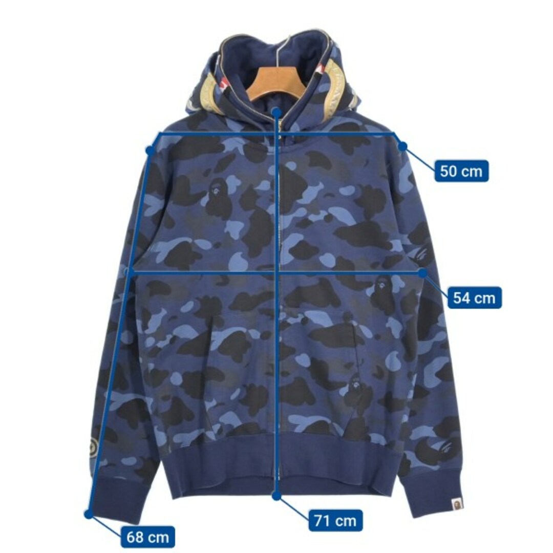 A BATHING APE - A BATHING APE パーカー L 青x黒xグレー等(総柄 A BATHING APE - A BATHING APE パーカー L 青x黒xグレー等(総柄