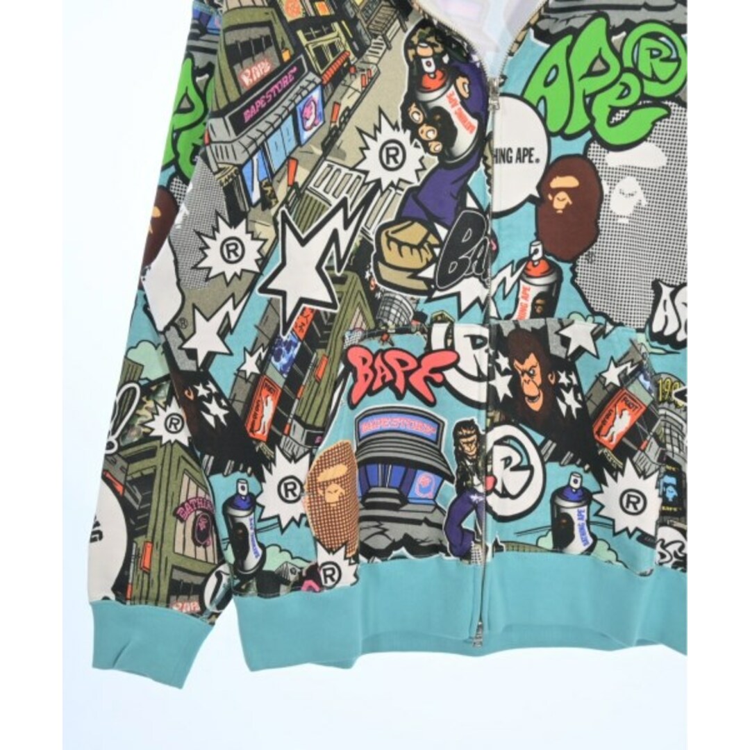 A BATHING APE - A BATHING APE パーカー XL 青x黒x緑等(総柄 A BATHING APE - A BATHING APE パーカー XL 青x黒x緑等(総柄
