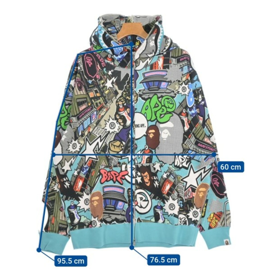 A BATHING APE - A BATHING APE パーカー XL 青x黒x緑等(総柄 A BATHING APE - A BATHING APE パーカー XL 青x黒x緑等(総柄