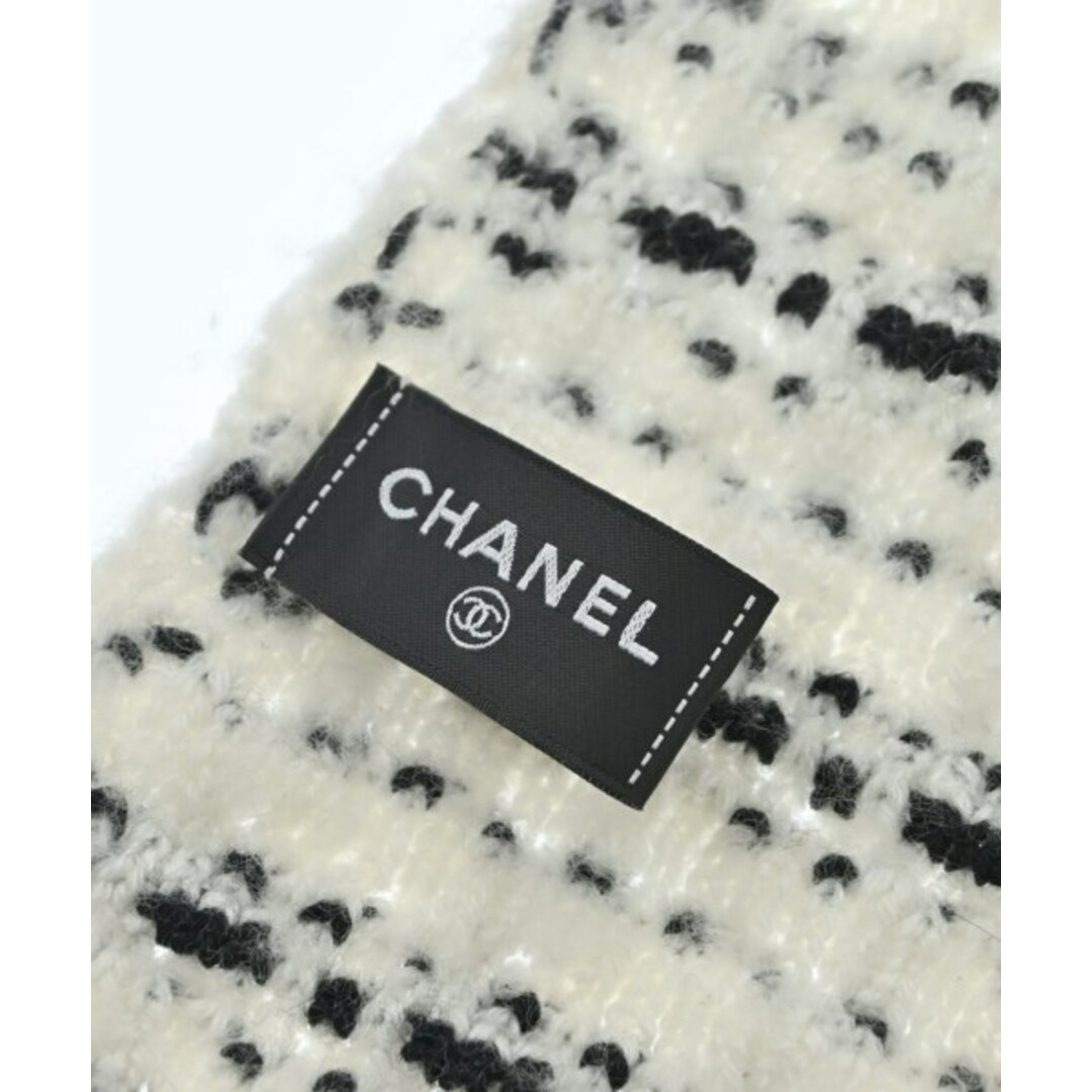 CHANEL - CHANEL シャネル マフラー - 白x黒 【古着】【中古】の CHANEL - CHANEL シャネル マフラー - 白x黒 【古着】【中古】の