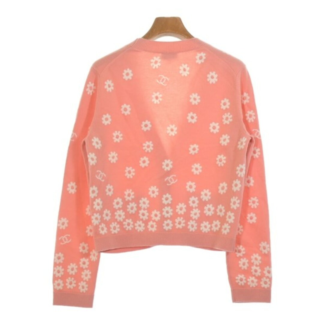 CHANEL - CHANEL シャネル カーディガン 38(S位) ピンク系x白(花 CHANEL - CHANEL シャネル カーディガン 38(S位) ピンク系x白(花