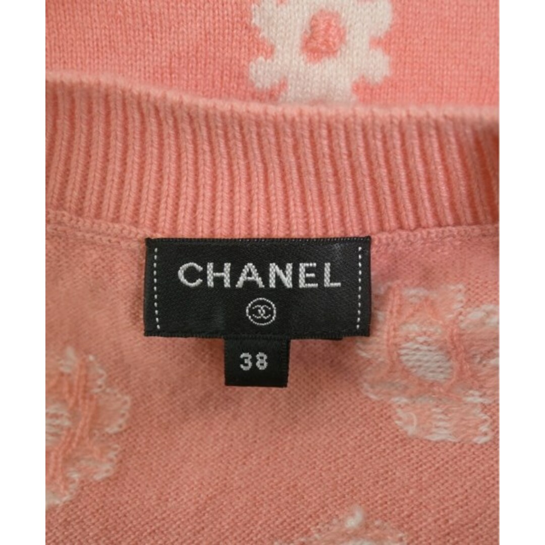 CHANEL - CHANEL シャネル カーディガン 38(S位) ピンク系x白(花 CHANEL - CHANEL シャネル カーディガン 38(S位) ピンク系x白(花