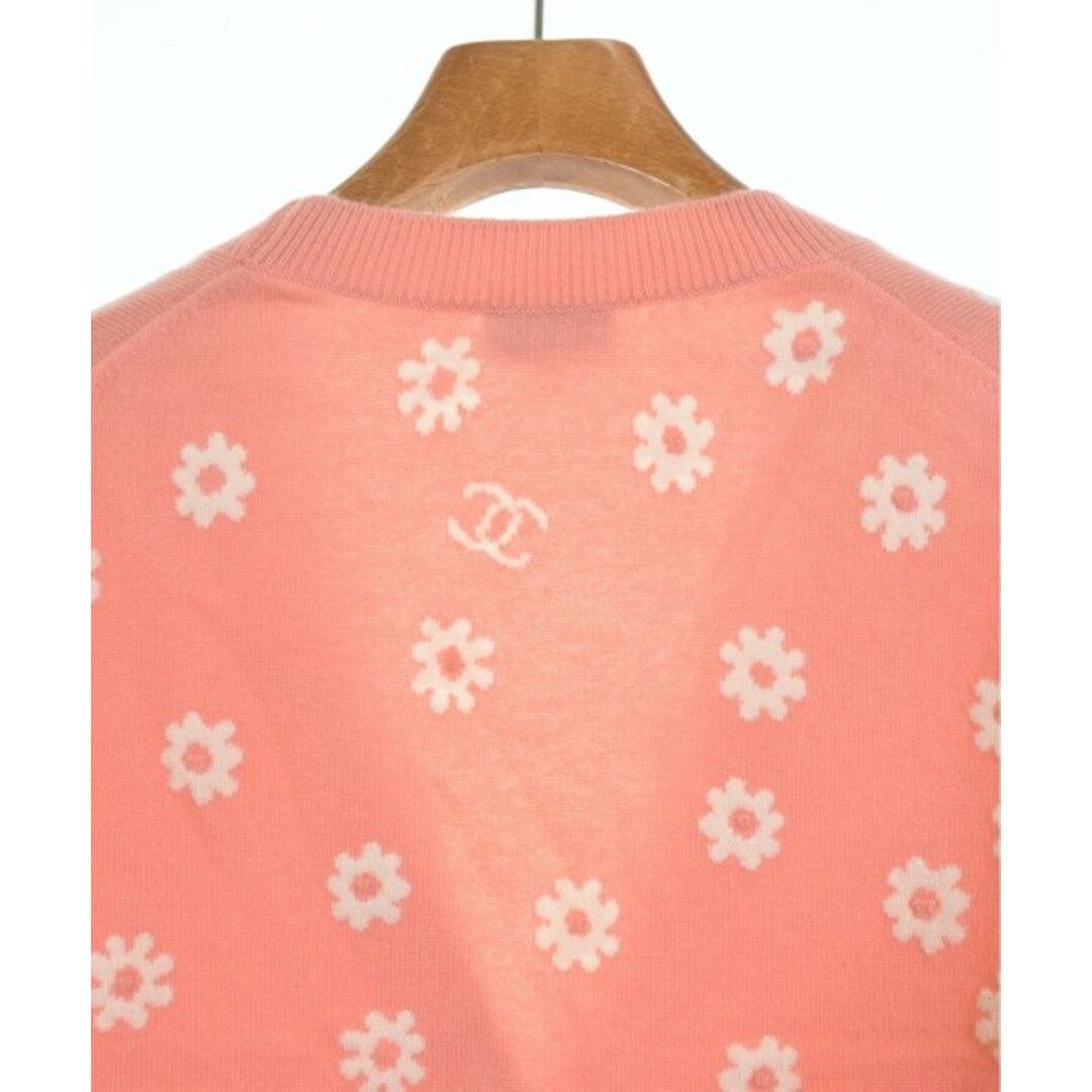 CHANEL - CHANEL シャネル カーディガン 38(S位) ピンク系x白(花 CHANEL - CHANEL シャネル カーディガン 38(S位) ピンク系x白(花