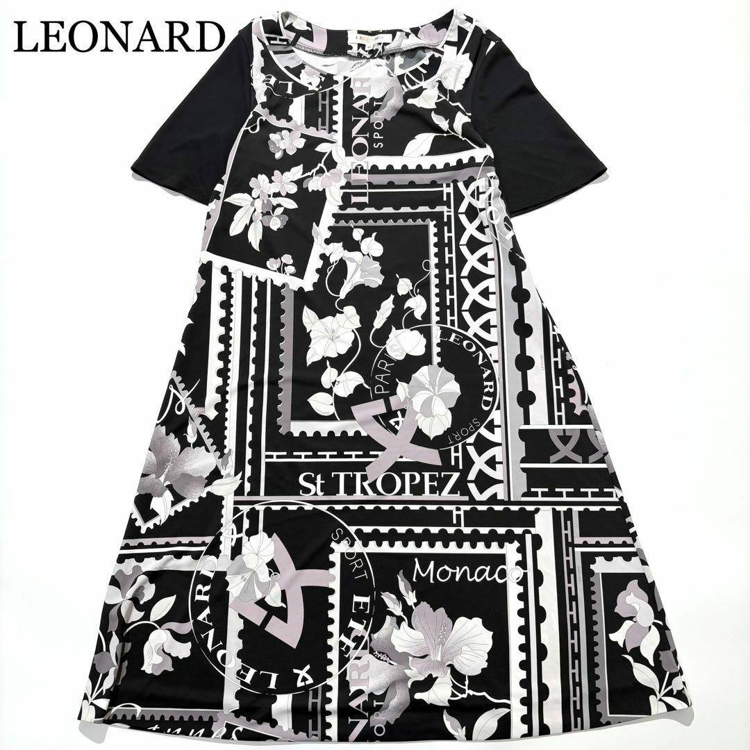 LEONARD - 【美品】LEONARD SPORTS ワンピース 半袖 総柄 LEONARD - 【美品】LEONARD SPORTS ワンピース 半袖 総柄
