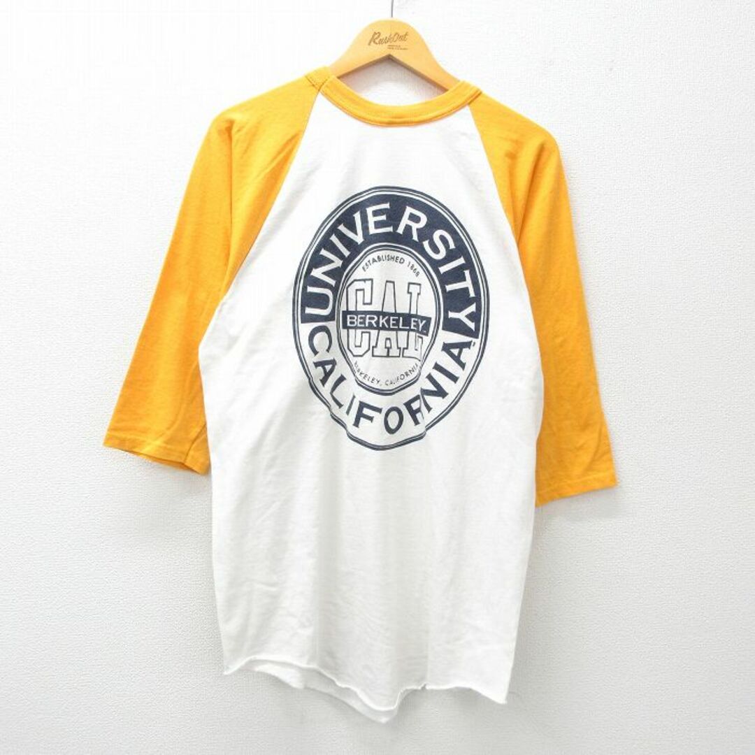 L☆古着 7分袖 ビンテージ Tシャツ メンズ 90年代 90s Cal L☆古着 7分袖 ビンテージ Tシャツ メンズ 90年代 90s Cal