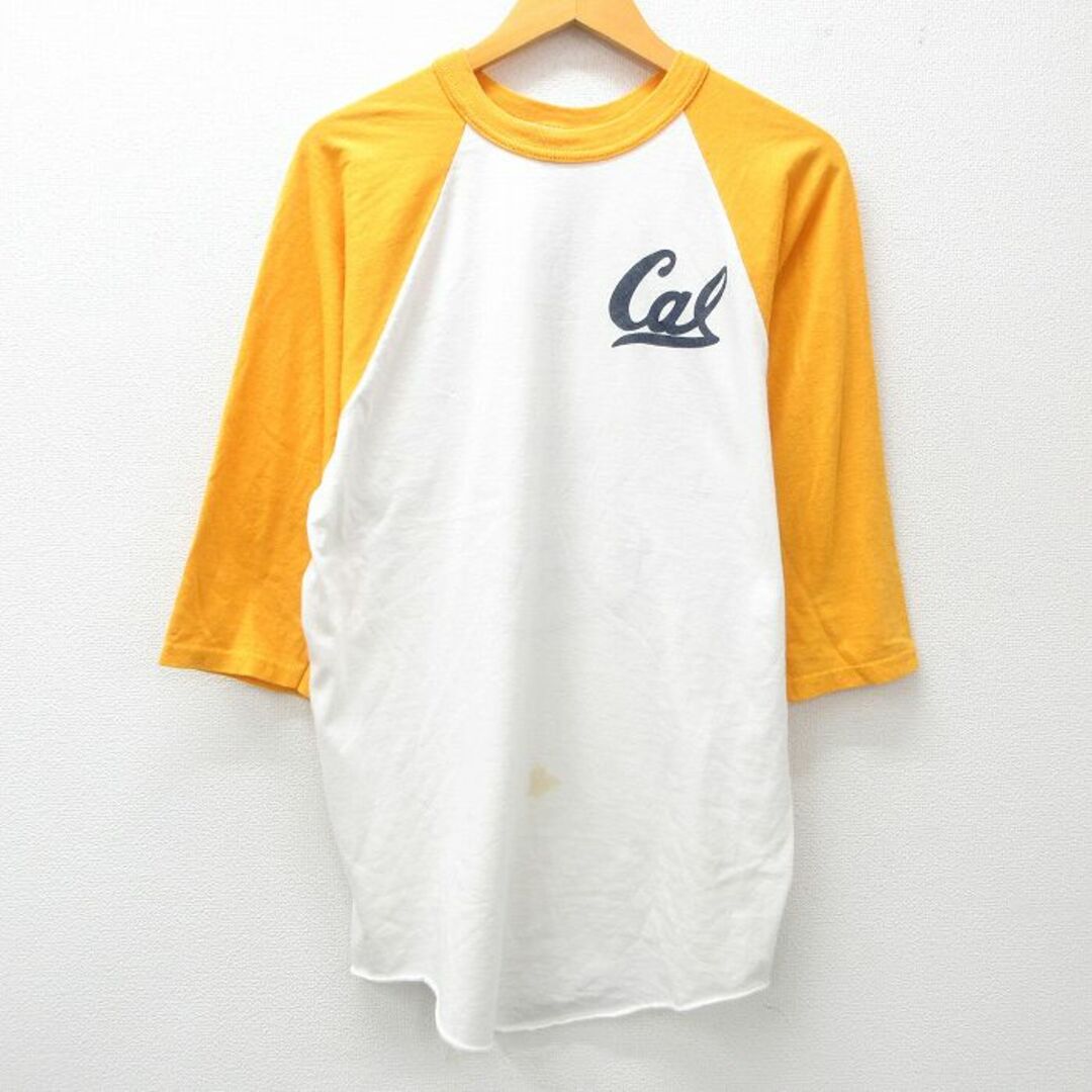 L☆古着 7分袖 ビンテージ Tシャツ メンズ 90年代 90s Cal L☆古着 7分袖 ビンテージ Tシャツ メンズ 90年代 90s Cal