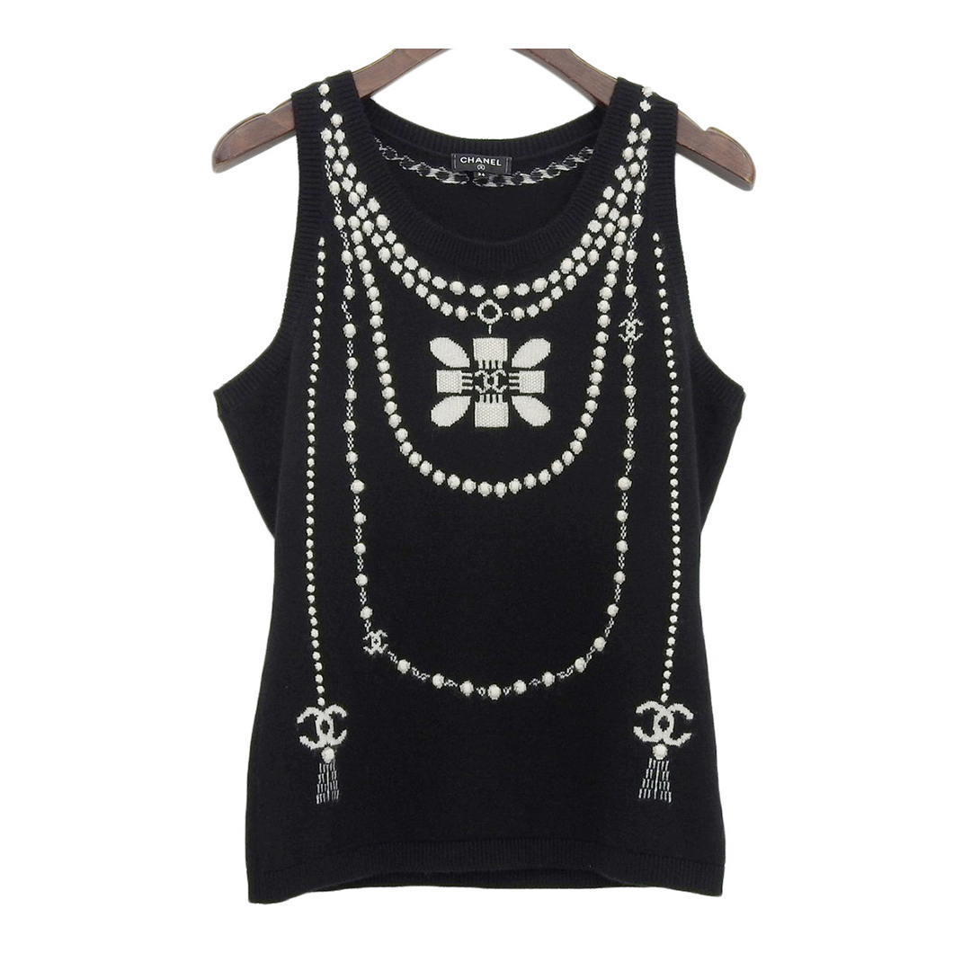 CHANEL - シャネル ココマーク カシミヤ ノースリーブ ニット CHANEL - シャネル ココマーク カシミヤ ノースリーブ ニット