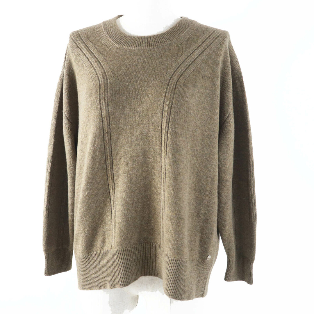 HERMES - 極美品◎HERMES エルメス 22AW 2H2603D1 カシミヤ100％ シルバー金具 セリエプレート付き クルーネック ケーブル 長袖 ニット ブラウン 36 UK製 正規品 レディース