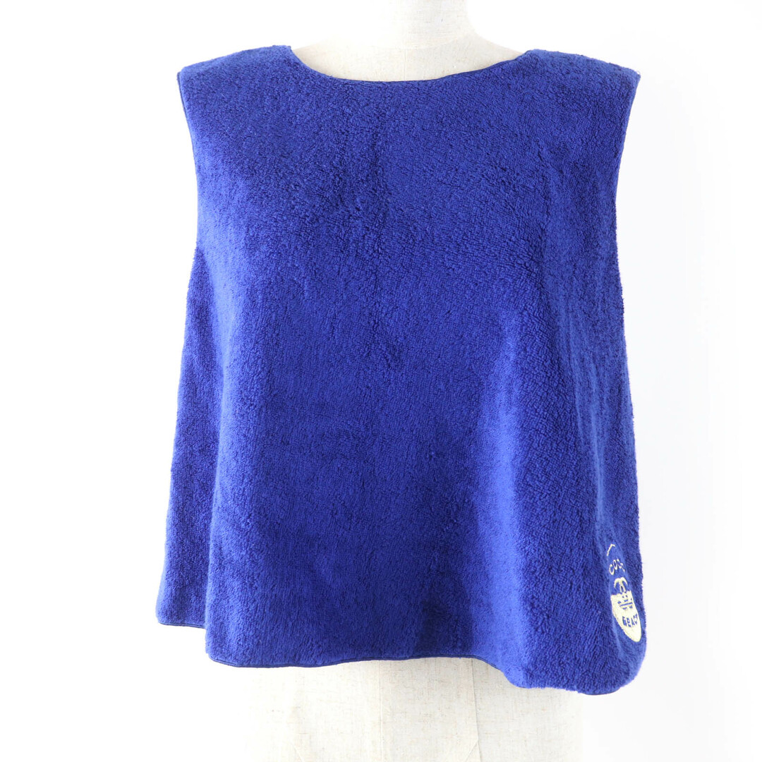 CHANEL - 未使用品☆CHANEL シャネル 19M P61782V42943 COCO BEACH コットン100％ パイル地 ノースリーブ トップス ブルー 38 保存袋付き イタリア製 レディース