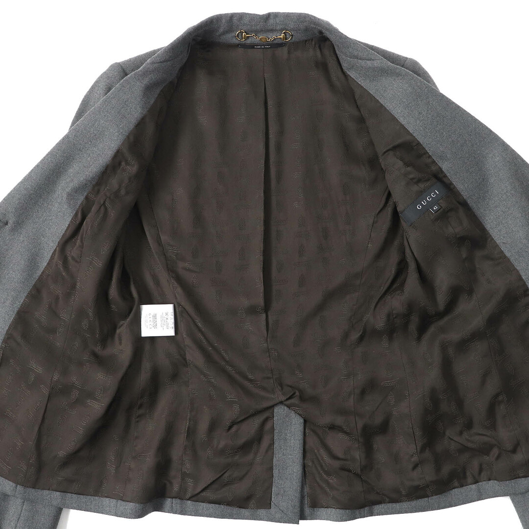 GUCCI - 極美品△GUCCI グッチ ウール 裏地ロゴ総柄 クレスト