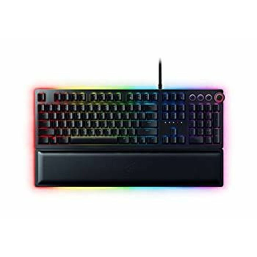 Razer Huntsman Elite:オプトメカニカルスイッチ - マルチファンクションデジタルダイヤル&メディアキー - レザーレットレストレスト - 4面ア スマホ/家電/カメラのPC/タブレット(その他)の商品写真
