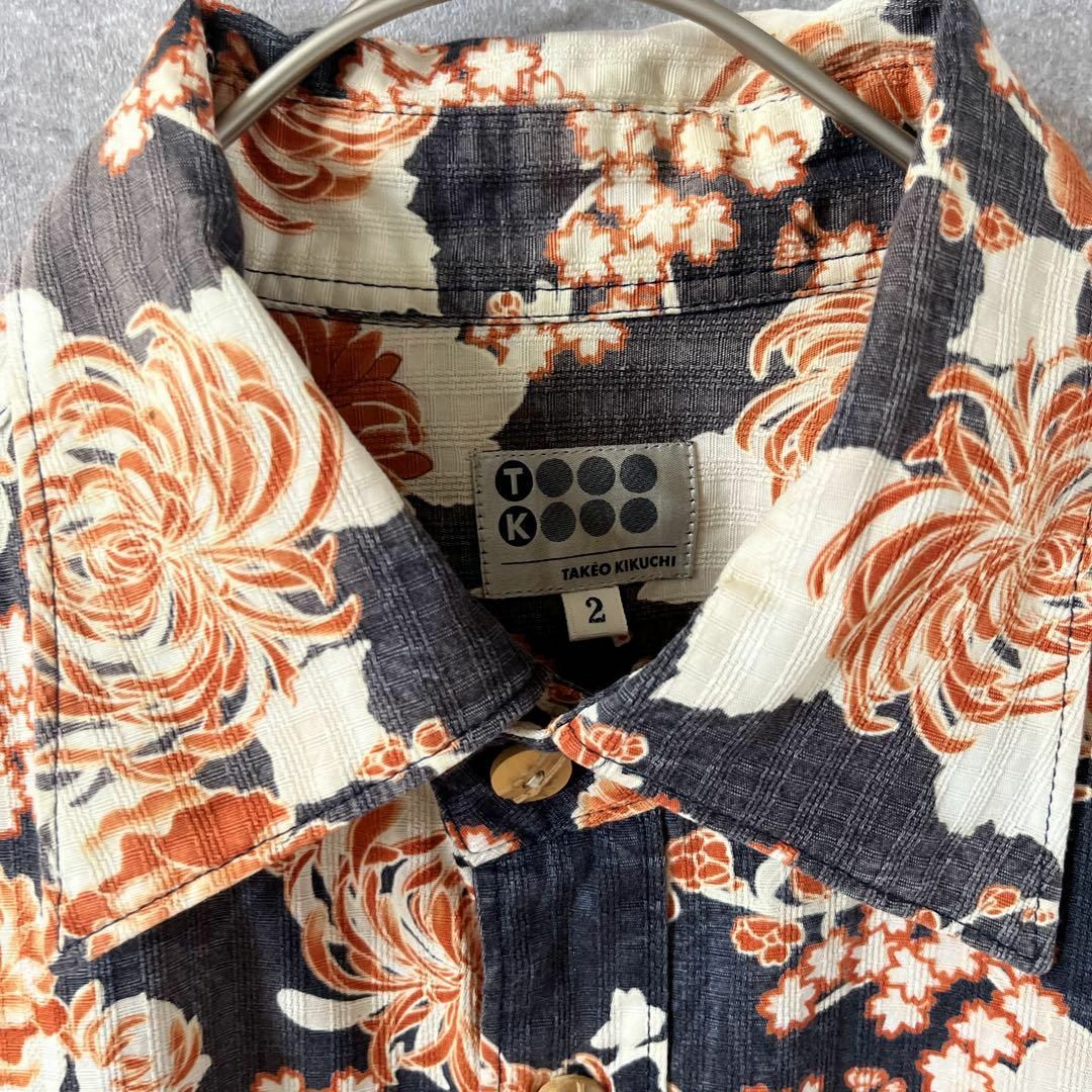 TAKEO KIKUCHI - TAKEO KIKUCHI 和柄シャツ 花柄 長袖 サイズ2 M TAKEO KIKUCHI - TAKEO KIKUCHI 和柄シャツ 花柄 長袖 サイズ2 M