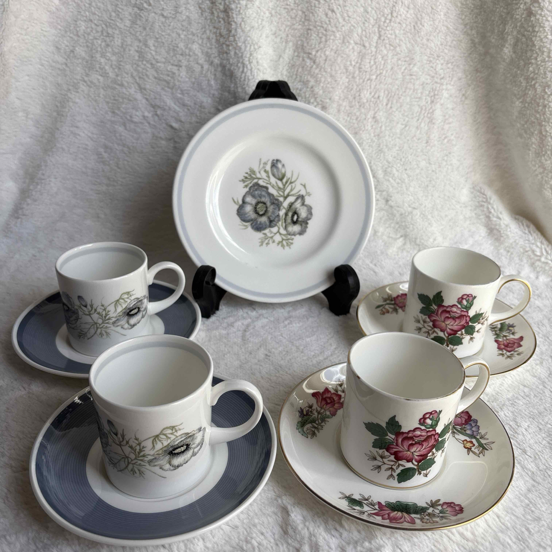 WEDGWOOD - WEDGWOOD エスプレッソ カップ&ソーサー4客&プレート WEDGWOOD - WEDGWOOD エスプレッソ カップ&ソーサー4客&プレート