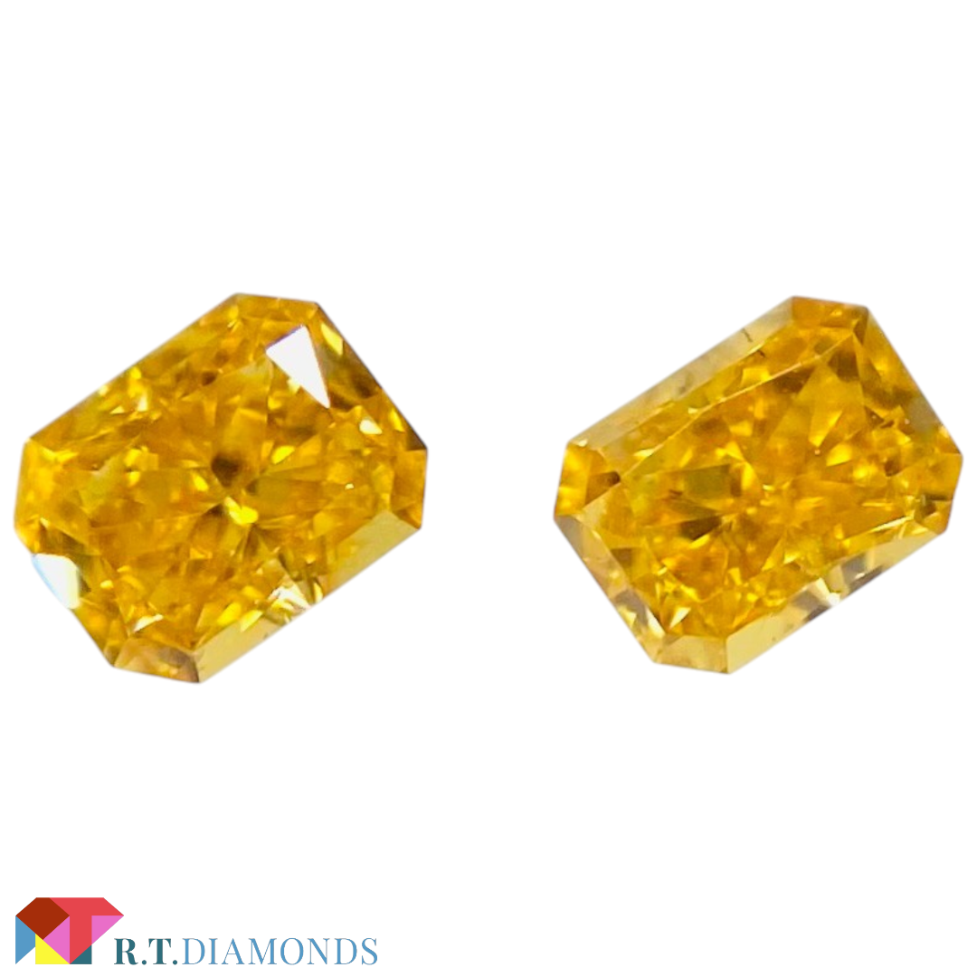 FANCY VIVID YELLOW ORANGE 0.072＆0.068ct