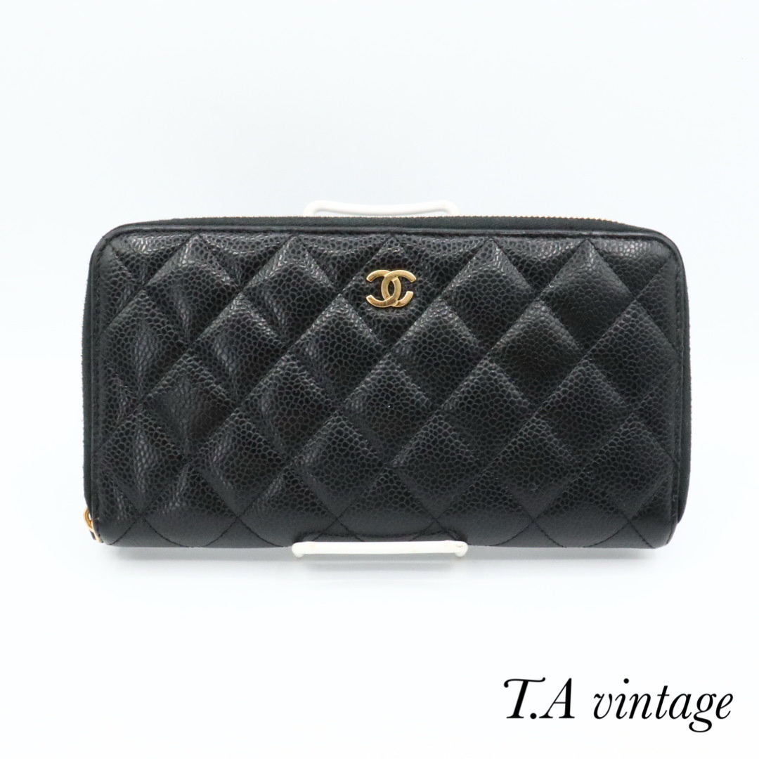 CHANEL - 新型 美品 シャネル キャビアスキン ラウンド CHANEL - 新型 美品 シャネル キャビアスキン ラウンド
