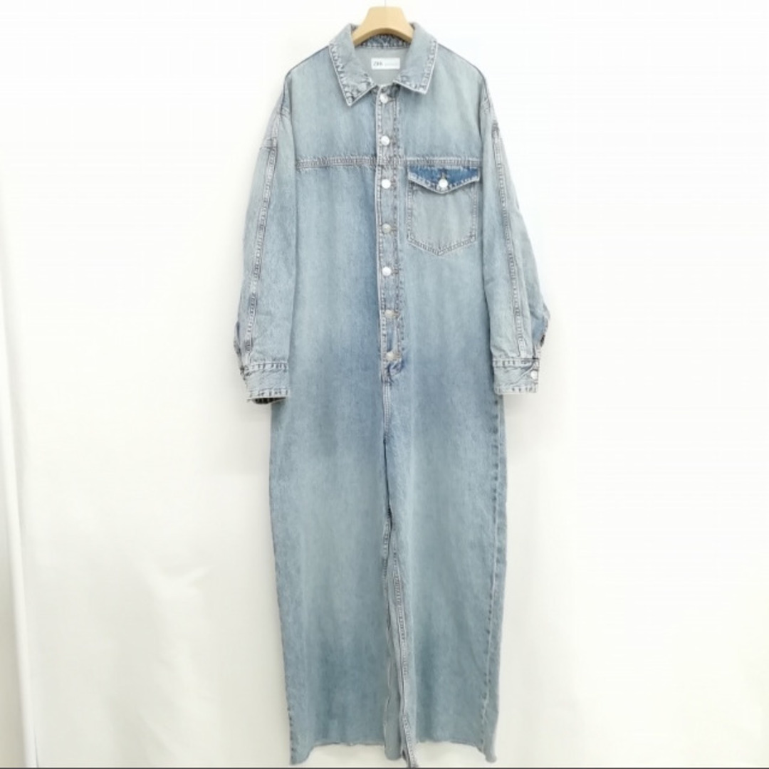 ZARA - デニム オールインワン ツナギ ジャンプスーツ M ブルー ZARA - デニム オールインワン ツナギ ジャンプスーツ M ブルー