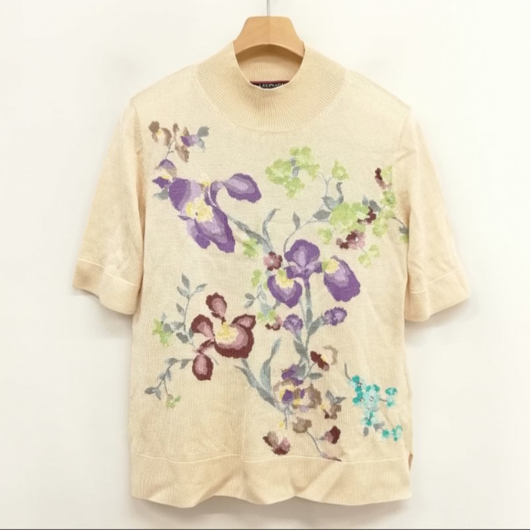 LEONARD - FASHION 花柄 シルク ニット トップス 半袖 L LEONARD - FASHION 花柄 シルク ニット トップス 半袖 L