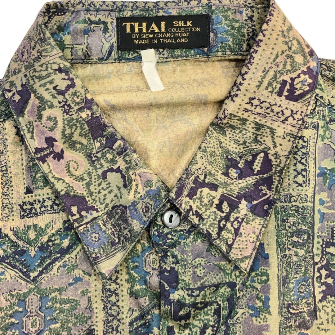 THAI SILK COLLECTION 総柄 シルクシャツ パープル(メンズ XXL THAI SILK COLLECTION 総柄 シルクシャツ パープル(メンズ XXL