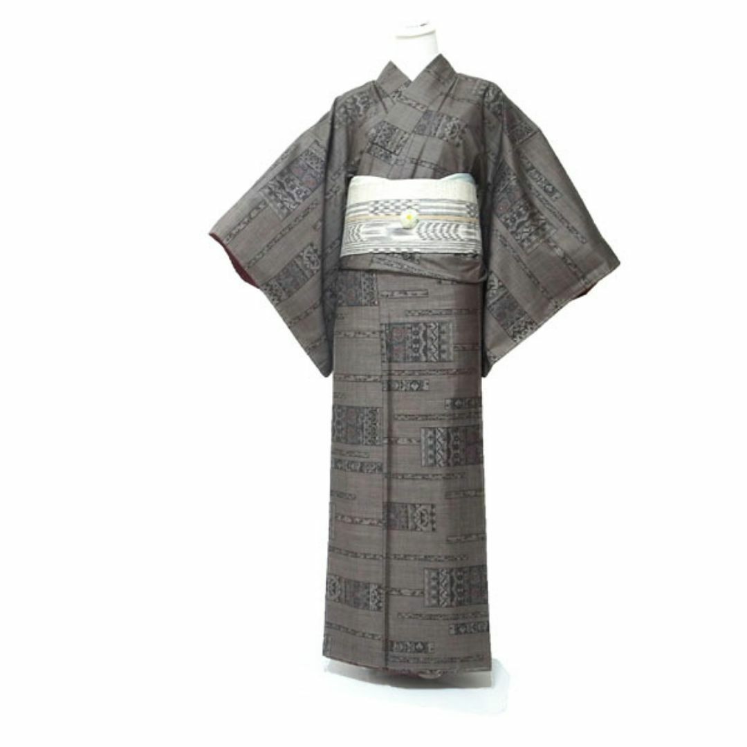 本場大島紬 着物 袷 9マルキ 泥染 こげ茶 裄67 L 新古品 sn1120 本場大島紬 着物 袷 9マルキ 泥染 こげ茶 裄67 L 新古品 sn1120