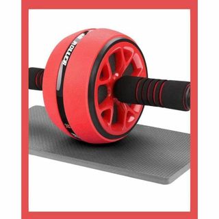 腹筋ローラー 膝マット付き アブホイール トレーニング器具 (レッド×ブラック)(トレーニング用品)