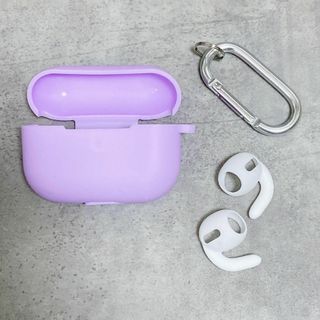 AirPods ケース イヤーフック付 ソフト シリコン パープル 紫 カバー(その他)