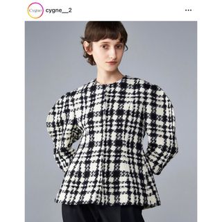 cygne ツイードトップス　千鳥柄　美品　シーニュ(シャツ/ブラウス(長袖/七分))