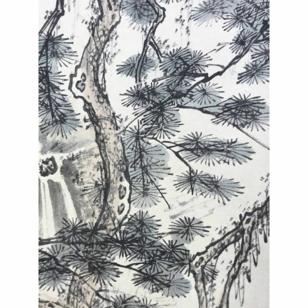 真作/如松/山水図/遠峰清雲/彩色山水図/中国山水図/掛軸☆宝船 真作/如松/山水図/遠峰清雲/彩色山水図/中国山水図/掛軸☆宝船