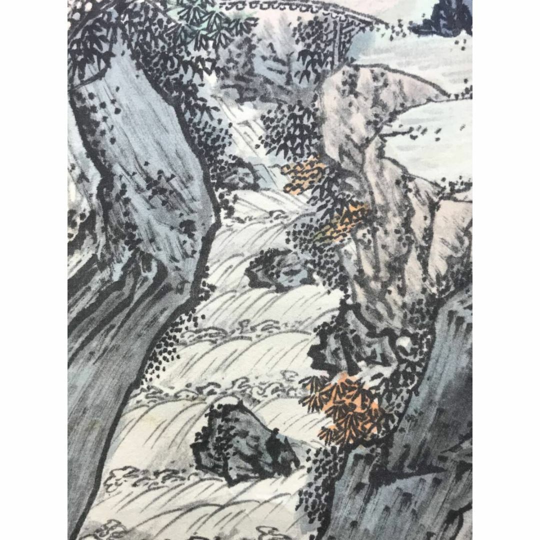 真作/如松/山水図/遠峰清雲/彩色山水図/中国山水図/掛軸☆宝船 真作/如松/山水図/遠峰清雲/彩色山水図/中国山水図/掛軸☆宝船