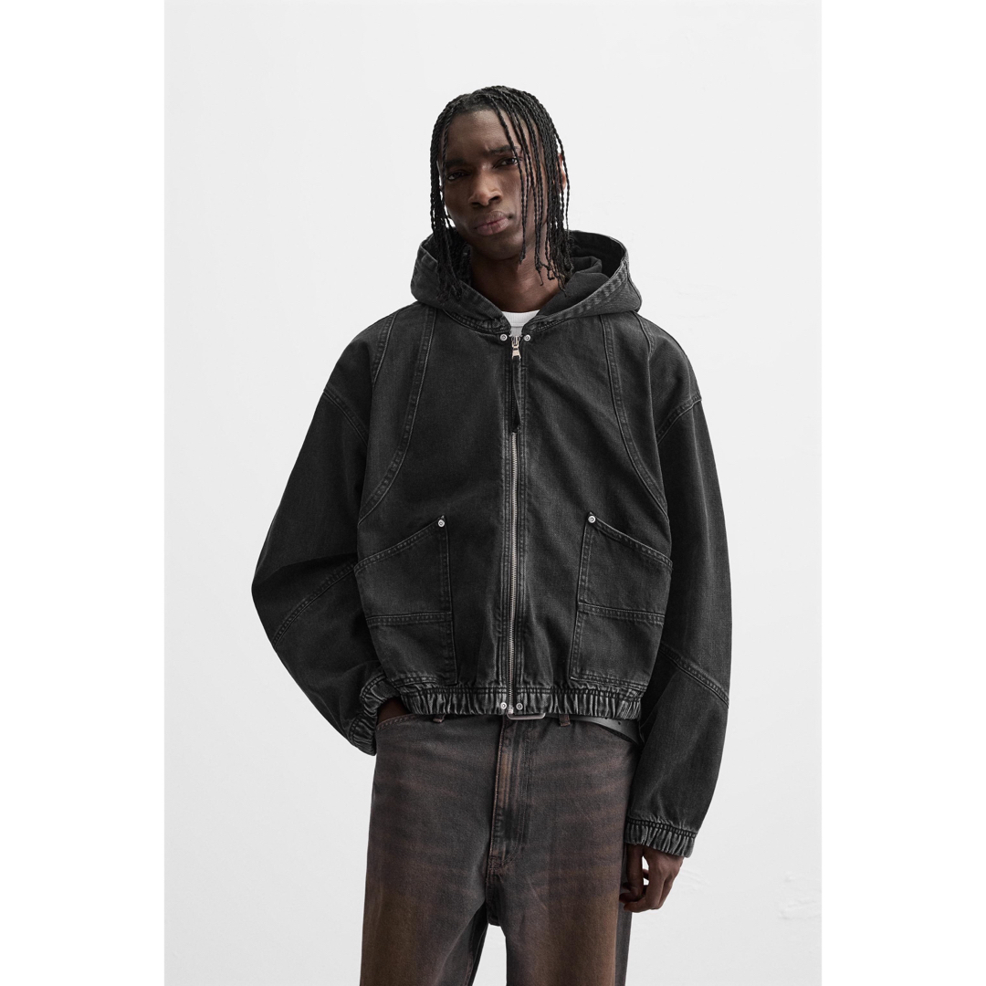 ZARA - ZARA 美品 デニムフードジャケット Lサイズの通販 by ZARA - ZARA 美品 デニムフードジャケット Lサイズの通販 by