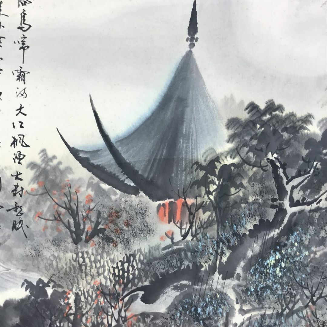 作者不詳/寒山寺山水画賛/大幅/中国山水図/掛軸☆宝船☆AF-672の 作者不詳/寒山寺山水画賛/大幅/中国山水図/掛軸☆宝船☆AF-672の