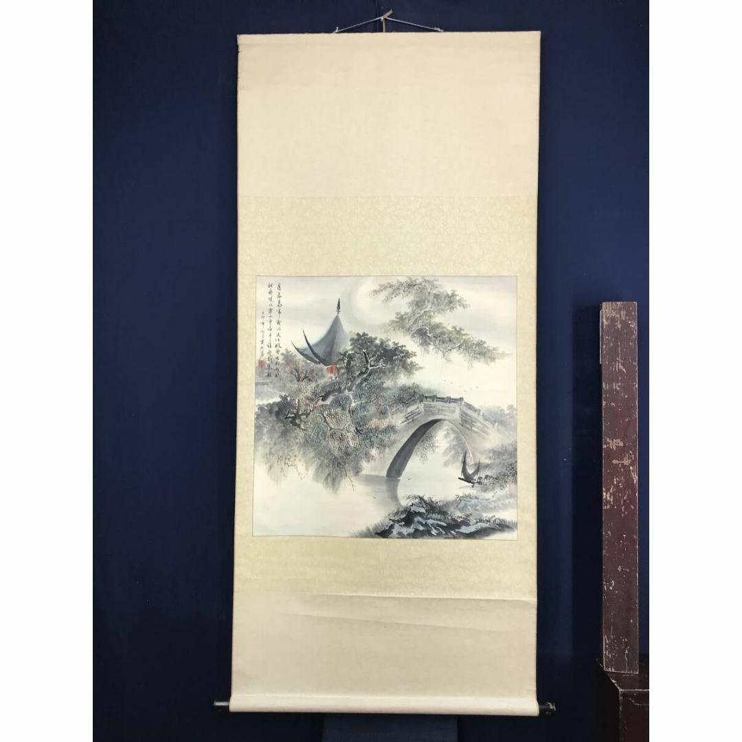 作者不詳/寒山寺山水画賛/大幅/中国山水図/掛軸☆宝船☆AF-672の 作者不詳/寒山寺山水画賛/大幅/中国山水図/掛軸☆宝船☆AF-672の
