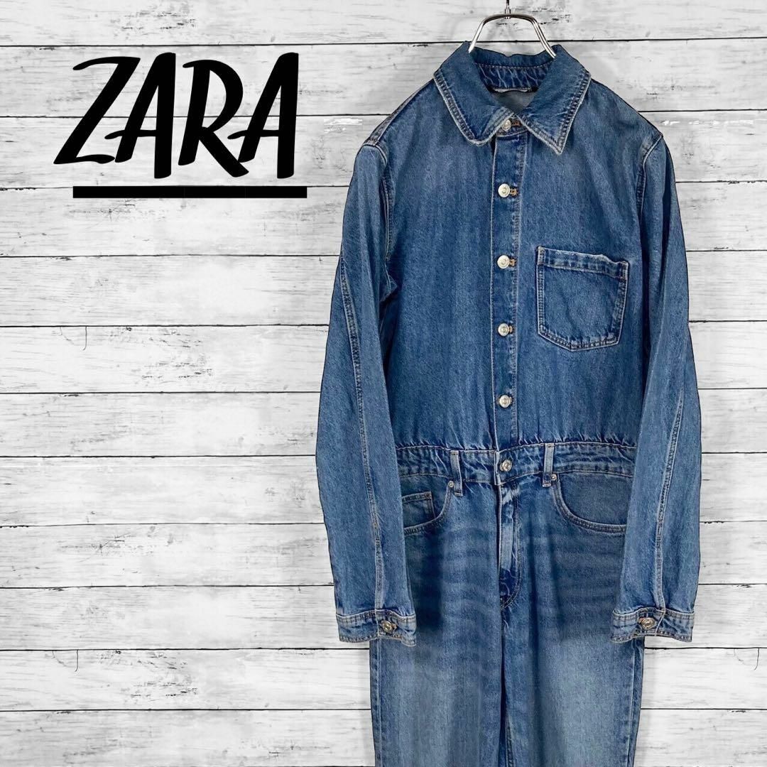 ZARA - ザラ デニムオールインワン ジャンプスーツ つなぎ M ZARA - ザラ デニムオールインワン ジャンプスーツ つなぎ M