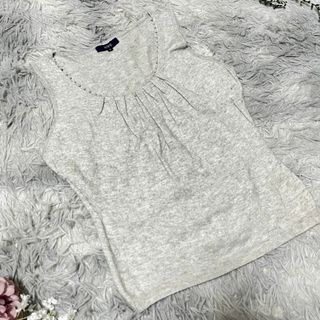 ロペ(ROPE’)の【ROPE】ニットベスト　ノースリーブ　パールビジュー　(M)(シャツ/ブラウス(半袖/袖なし))
