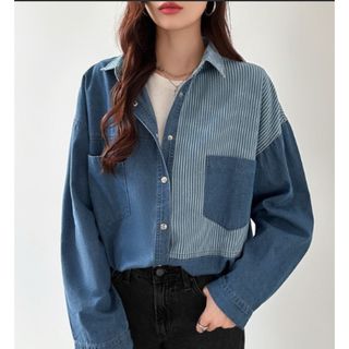 北欧暮らしの道具店 ほどよい透け感の シアーシャツ ブルー 新品 北欧暮らしの道具店 ほどよい透け感の シアーシャツ ブルー 新品