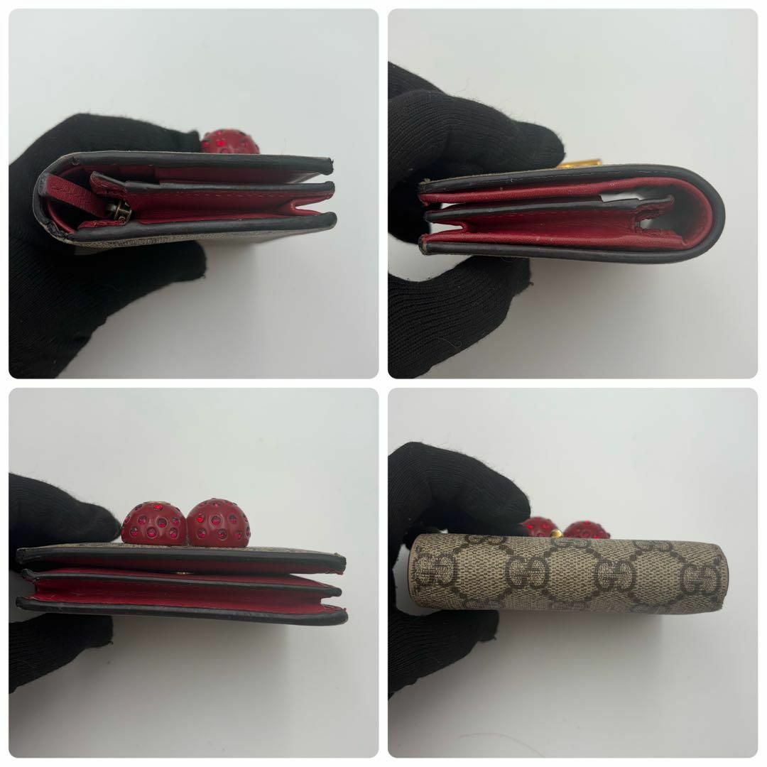 GUCCI - GUCCI チェリー 二つ折り 財布 ビジュー欠損なし 人気の GUCCI - GUCCI チェリー 二つ折り 財布 ビジュー欠損なし 人気の
