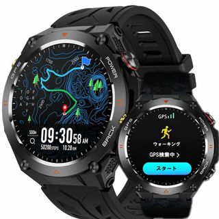 スマートウォッチ GPS GPS内蔵 GPS測位 軍用規格 丸型 日本製センサー(腕時計(デジタル))